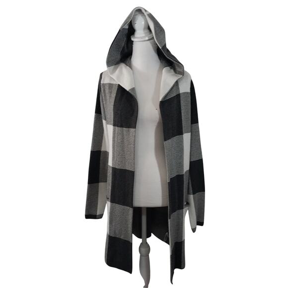RACHEL ZOE! DOVE GRAY & WHITE OVERSIZED, HOODED DUSTER STYLE SWEATER! SZ M - Picture 3 of 9